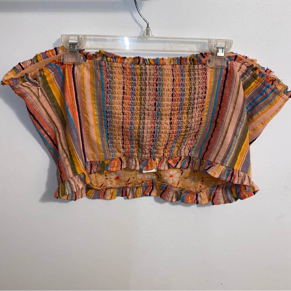NWT $88 Anthropologie x Pilcro Peach Rainbow Smocked Pullover Top XL - Picture 7 of 12